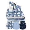 Hudson Baby Infant Boy Cotton Cap And Scratch Mitten Set, Blue Elephant, 0-6 Months