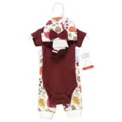 Hudson Baby Girls Thermal Preemie Layette Set 4pc Short Sleeve Outfit, Acorn Botanical, Preemie