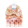 Hudson Baby Infant Girls Turban And Socks Set, Peace Love And Flowers, One Size