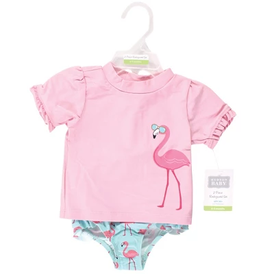 Hudson Baby Infant And Toddler Girl Swim Rashguard Set, Flamingo 1 Hudson Baby Infant And Toddler Girl Swim Rashguard Set, Flamingo