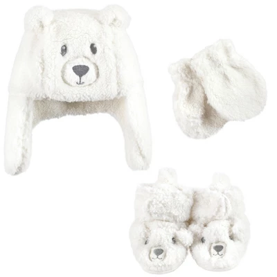 Hudson Baby Unisex Baby Trapper Hat, Mitten And Bootie Set, Cream Bear 9 Hudson Baby Unisex Baby Trapper Hat, Mitten And Bootie Set, Cream Bear - Image 9