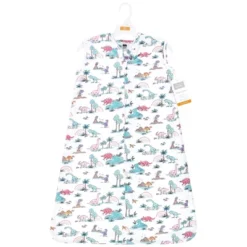 Hudson Baby Infant Girl Cotton Sleeveless Wearable Sleeping Bag, Sack, Blanket, Pink Dinosaur Adventures