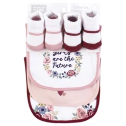 Hudson Baby Infant Girl Cotton Bib And Sock Set, Girls World, One Size