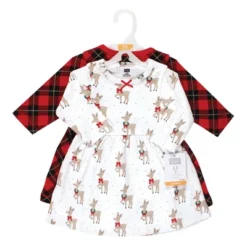 Hudson Baby Infant And Toddler Girl Cotton Dresses, Fancy Rudolph