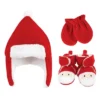 Hudson Baby Infant Girl 6Pc Trapper Hat, Mitten And Bootie Set, Santa Girl Reindeer