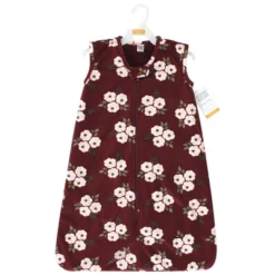 Hudson Baby Infant Girl Plush Faux Fur Sleeping Bag, Wearable Blanket, Burgundy Floral