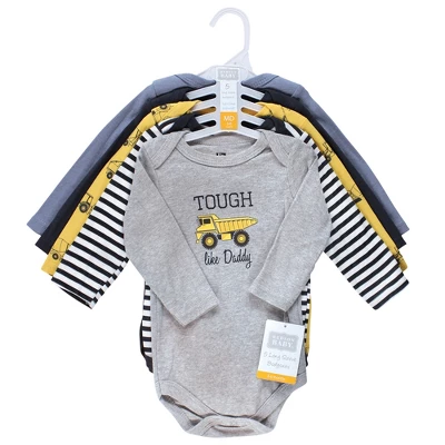 Hudson Baby Infant Boy Cotton Long-Sleeve Bodysuits, Construction 1 Hudson Baby Infant Boy Cotton Long-Sleeve Bodysuits, Construction