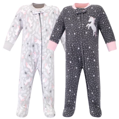 Hudson Baby Infant Girl Fleece Zipper Sleep And Play 2pk, Whimsical Unicorn 3 Hudson Baby Infant Girl Fleece Zipper Sleep And Play 2pk, Whimsical Unicorn - Image 3