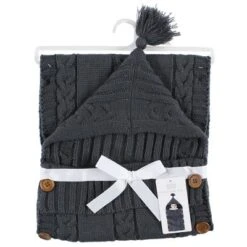 Hudson Baby Infant Boy Knitted Baby Lounge Stroller Wrap Sack, Charcoal, One Size