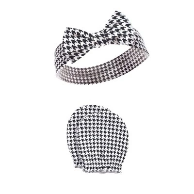 Hudson Baby Infant Girl Cotton Headband And Scratch Mitten Set, Houndstooth, 0-6 Months 4 Hudson Baby Infant Girl Cotton Headband And Scratch Mitten Set, Houndstooth, 0-6 Months - Image 4