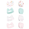 Hudson Baby Infant Girl 16Pc Headband And Scratch Mitten Set, Ice Cream, 0-6 Months