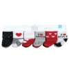 Hudson Baby Infant Girl Cotton Rich Newborn And Terry Socks, Mom And Dad Girl Red Black