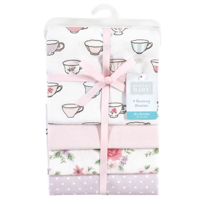 Hudson Baby Infant Girl Cotton Flannel Receiving Blankets, Tea Party, One Size 1 Hudson Baby Infant Girl Cotton Flannel Receiving Blankets, Tea Party, One Size