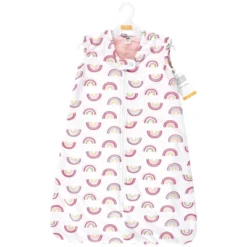 Hudson Baby Infant Girl Plush Faux Fur Sleeping Bag, Wearable Blanket, Modern Rainbow