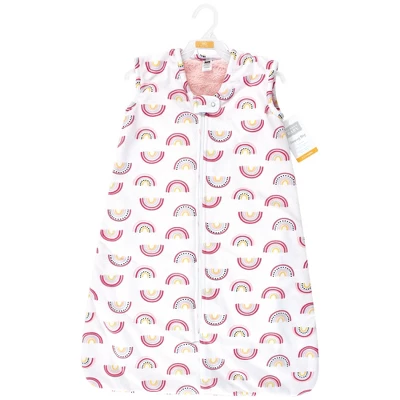Hudson Baby Infant Girl Plush Faux Fur Sleeping Bag, Wearable Blanket, Modern Rainbow 1 Hudson Baby Infant Girl Plush Faux Fur Sleeping Bag, Wearable Blanket, Modern Rainbow