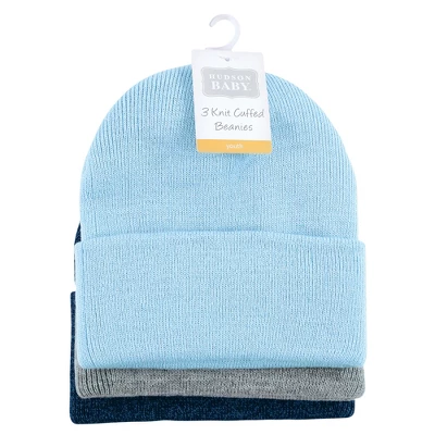 Hudson Baby Family Knit Cuffed Beanie 3pk, Light Blue 1 Hudson Baby Family Knit Cuffed Beanie 3pk, Light Blue