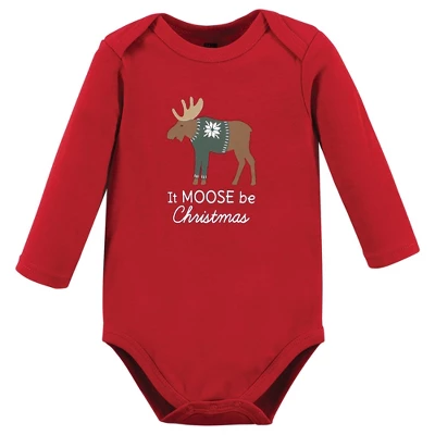 Hudson Baby Unisex Baby Cotton Long-Sleeve Bodysuits, Moose Be Christmas 4 Hudson Baby Unisex Baby Cotton Long-Sleeve Bodysuits, Moose Be Christmas - Image 4