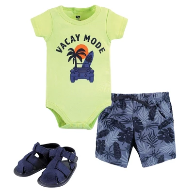 Hudson Baby Infant Boy Cotton Bodysuit, Shorts And Shoe Set, Vacay Mode 7 Hudson Baby Infant Boy Cotton Bodysuit, Shorts And Shoe Set, Vacay Mode - Image 7