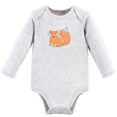 Hudson Baby Cotton Long-Sleeve Bodysuits 5pk, Gray Forest 1 Hudson Baby Cotton Long-Sleeve Bodysuits 5pk, Gray Forest