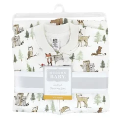 Hudson Baby Infant Boy Premium Quilted Sleeveless Sleeping Bag And Wearable Blanket, Forest Animals