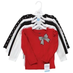 Hudson Baby Infant And Toddler Girl Long Sleeve T-Shirts, Houndstooth Red