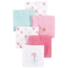 Hudson Baby Infant Girl Super Soft Cotton Washcloths Set, Mermaid, One Size