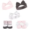 Hudson Baby Infant Girl 10Pc Headband And Socks Set, Damask, 0-9 Months