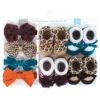 Hudson Baby Infant Girl Headband And Socks Giftset, Fall Leopard, One Size