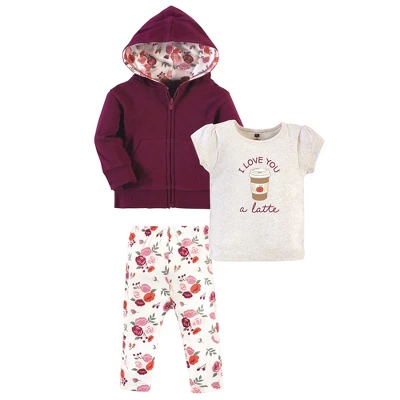 Hudson Baby Infant And Toddler Girl Cotton Hoodie, Bodysuit Or Tee Top And Pant Set, Fall Floral Toddler 2 Hudson Baby Infant And Toddler Girl Cotton Hoodie, Bodysuit Or Tee Top And Pant Set, Fall Floral Toddler - Image 2