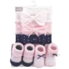 Hudson Baby Infant Girl Headband And Socks Set 5pk, Pink Polka Dot, 0-9 Months