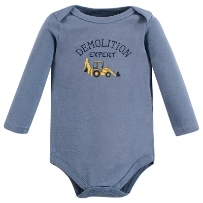 Hudson Baby Infant Boy Cotton Long-Sleeve Bodysuits, Construction 5 Hudson Baby Infant Boy Cotton Long-Sleeve Bodysuits, Construction - Image 5