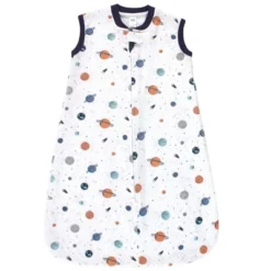 Hudson Baby Infant Boy Premium Quilted Sleeveless Sleeping Bag And Wearable Blanket, Space