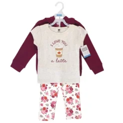 Hudson Baby Infant And Toddler Girl Cotton Hoodie, Bodysuit Or Tee Top And Pant Set, Fall Floral Toddler