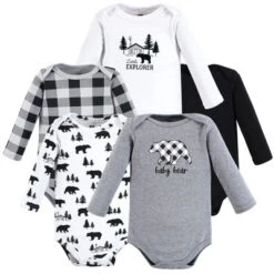 Hudson Baby Infant Boy Cotton Long-Sleeve Bodysuits, Baby Bear Gray Black 5-Pack -Hudson Baby Store GUEST 2a658656 6299 4799 aa80 c042d18a2696