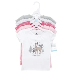 Hudson Baby Infant And Toddler Girl Short Sleeve T-Shirts, Girl Winter Animals