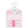 Hudson Baby Infant Girl Hooded Towel And Five Washcloths, Floral Pretty Elephant, One Size