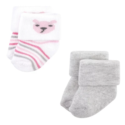 Hudson Baby Infant Girl Cotton Rich Newborn And Terry Socks, Bear Girl 2 Hudson Baby Infant Girl Cotton Rich Newborn And Terry Socks, Bear Girl - Image 2