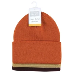 Hudson Baby Family Knit Cuffed Beanie 3pk, Rust