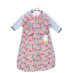 Hudson Baby Infant Girl Cotton Long-Sleeve Wearable Sleeping Bag, Sack, Blanket, Pink Blue Pretty Floral