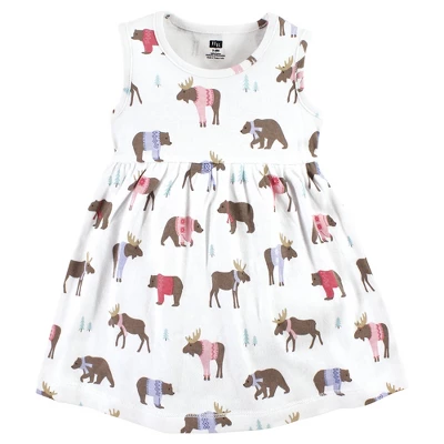 Hudson Baby Baby Girls Cotton Dress And Cardigan Set, Pink Moose Bear 3 Hudson Baby Baby Girls Cotton Dress And Cardigan Set, Pink Moose Bear - Image 3