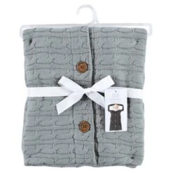 Hudson Baby Unisex Baby Faux Shearling Knitted Baby Lounge Stroller Wrap Sack, Gray, One Size