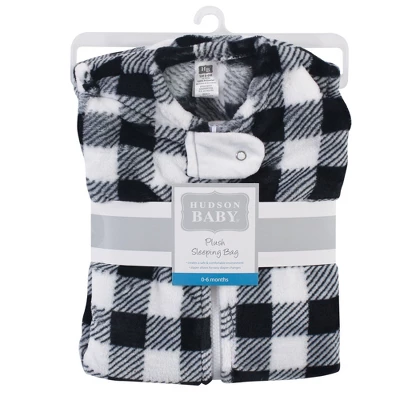 Hudson Baby Infant Plush Sleeping Bag, Sack, Blanket, Black Plaid 1 Hudson Baby Infant Plush Sleeping Bag, Sack, Blanket, Black Plaid