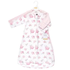 Hudson Baby Infant Girl Cotton Long-Sleeve Wearable Sleeping Bag, Sack, Blanket, Basic Pink Floral, 0-3 Months