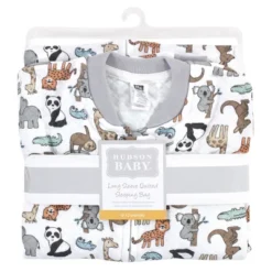 Hudson Baby Infant Boy Premium Quilted Long Sleeve Sleeping Bag And Wearable Blanket, Zoo Animals
