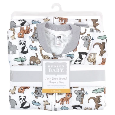 Hudson Baby Infant Boy Premium Quilted Long Sleeve Sleeping Bag And Wearable Blanket, Zoo Animals 1 Hudson Baby Infant Boy Premium Quilted Long Sleeve Sleeping Bag And Wearable Blanket, Zoo Animals