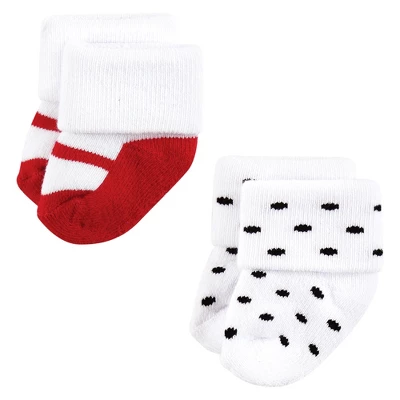 Hudson Baby Infant Girl Cotton Rich Newborn And Terry Socks, Mom And Dad Girl Red Black 7 Hudson Baby Infant Girl Cotton Rich Newborn And Terry Socks, Mom And Dad Girl Red Black - Image 7