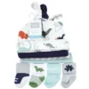 Hudson Baby Infant Boy Cap And Socks Set, Dinosaur, 0-9 Months