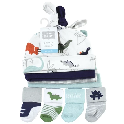 Hudson Baby Infant Boy Cap And Socks Set, Dinosaur, 0-9 Months 1 Hudson Baby Infant Boy Cap And Socks Set, Dinosaur, 0-9 Months