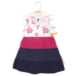 Hudson Baby Baby Girls Cotton Dresses, Pink Navy Floral