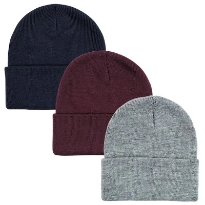 Hudson Baby Family Knit Cuffed Beanie 3pk, Navy Burgundy 5 Hudson Baby Family Knit Cuffed Beanie 3pk, Navy Burgundy - Image 5